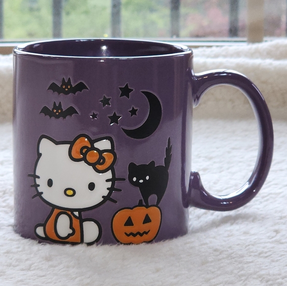 Hello Kitty Purple Ceramic Mug with Cat Hello Kitty Halloween Mug - Picture 4 of 5